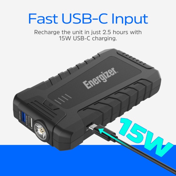 Фото - Пускозарядний пристрій Energizer Jump Starter 8000mAh, 1200А, 2xUSB-A, USB-C, ліхтар (JE8000)
