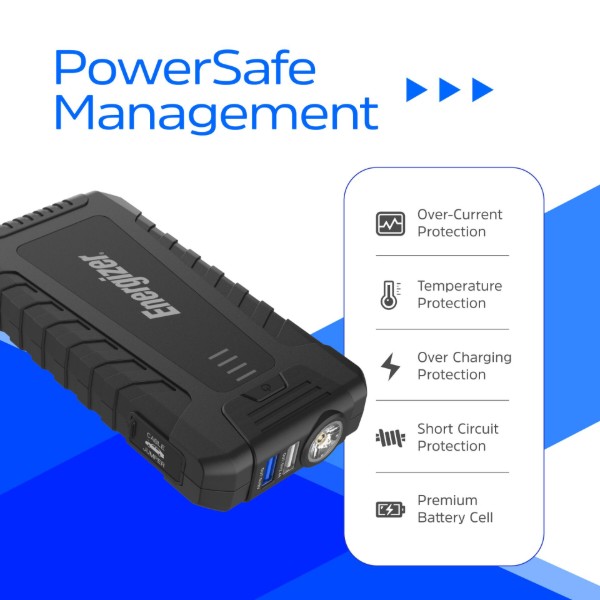 Фото - Пускозарядний пристрій Energizer Jump Starter 8000mAh, 1200А, 2xUSB-A, USB-C, ліхтар (JE8000)