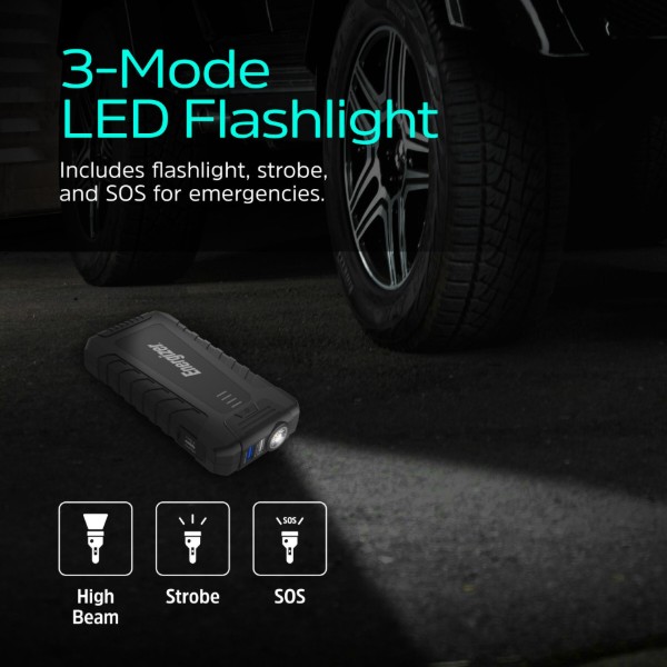 Фото - Пускозарядний пристрій Energizer Jump Starter 8000mAh, 1200А, 2xUSB-A, USB-C, ліхтар (JE8000)