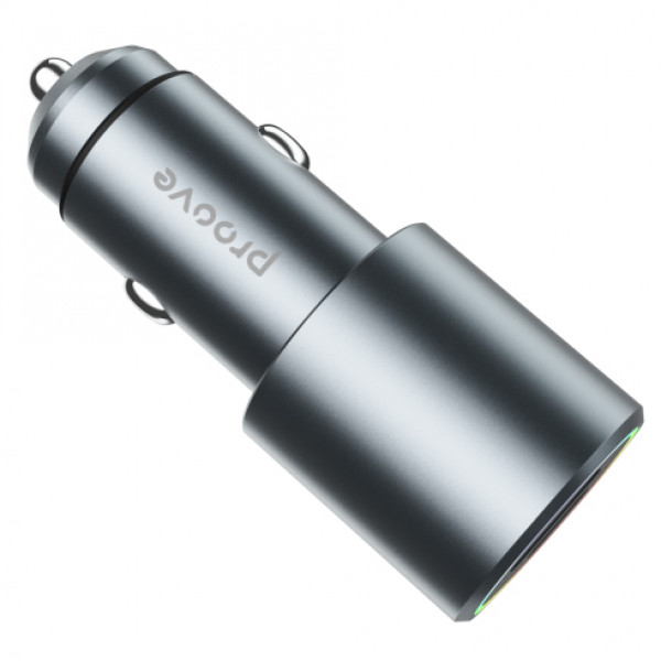 Фото - Автомобильное зарядное устройство Proove Double Energy Plus 53W (USB + Type-C) Metal Gray