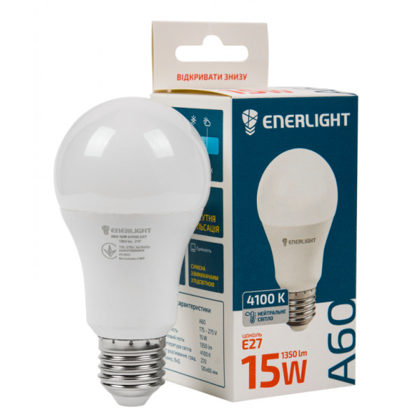 Фото - Лампочка светодиодная Enerlight A60 15Вт 4100K E27 Фото - Лампочка светодиодная Enerlight A60 15Вт 4100K E27