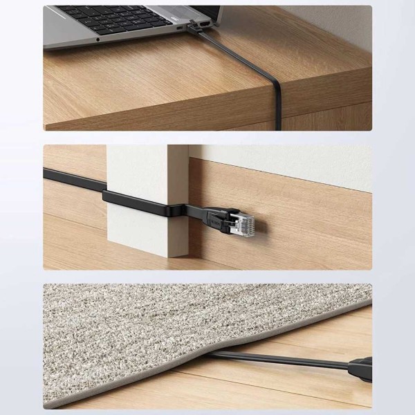 Фото - Кабель патч-корд UGREEN NW102 Cat 6 U/UTP Lan Flat Cable 15m Black (50180)