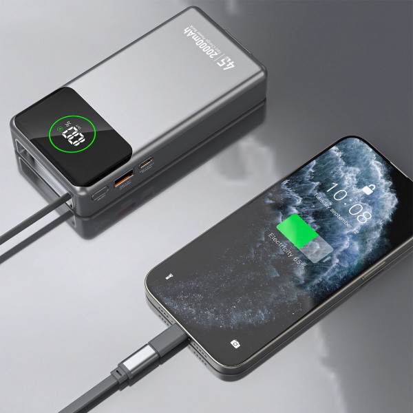 Фото - Батарея мобільна Dudao 20000mAh K31 Pro 45W PD,QC USB-A,USB-C In/Out,with built-in USB-C/Lightning cables Gray (6977196682010)