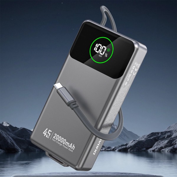Фото - Батарея мобільна Dudao 20000mAh K31 Pro 45W PD,QC USB-A,USB-C In/Out,with built-in USB-C/Lightning cables Gray (6977196682010)