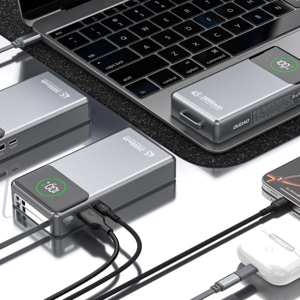 Фото - Батарея мобільна Dudao 20000mAh K31 Pro 45W PD,QC USB-A,USB-C In/Out,with built-in USB-C/Lightning cables Gray (6977196682010)