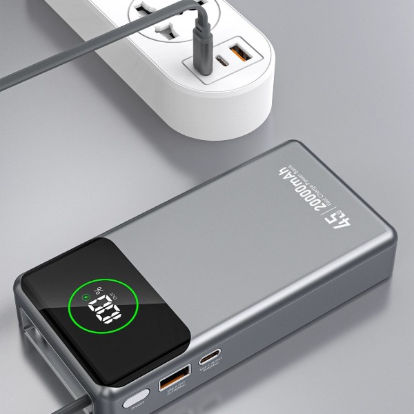 Фото - Батарея мобільна Dudao 20000mAh K31 Pro 45W PD,QC USB-A,USB-C In/Out,with built-in USB-C/Lightning cables Gray (6977196682010)
