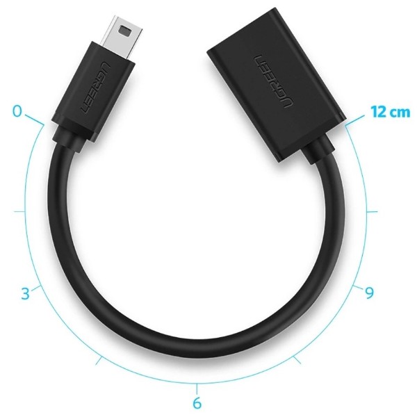 Фото - Переходник UGREEN US249 Mini-USB 5Pin Male to USB 2.0 Female OTG 10cm Black (10383)