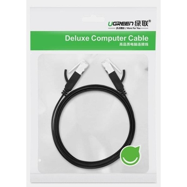 Фото - Кабель патч-корд UGREEN NW101 Cat 6 U/UTP Pure Copper Ethernet Flat Cable 0.5m Black (50183)