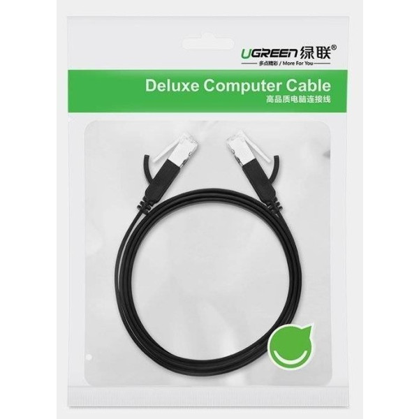 Фото - Кабель патч-корд UGREEN NW101 Cat 6 U/UTP Pure Copper Ethernet Flat Cable 1m Black (50184)