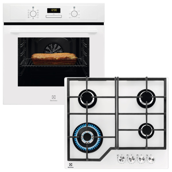 Фото - Комплект техники Electrolux Духовой шкаф + Варочная панель Electrolux EOF3H40BW + KGG64362W