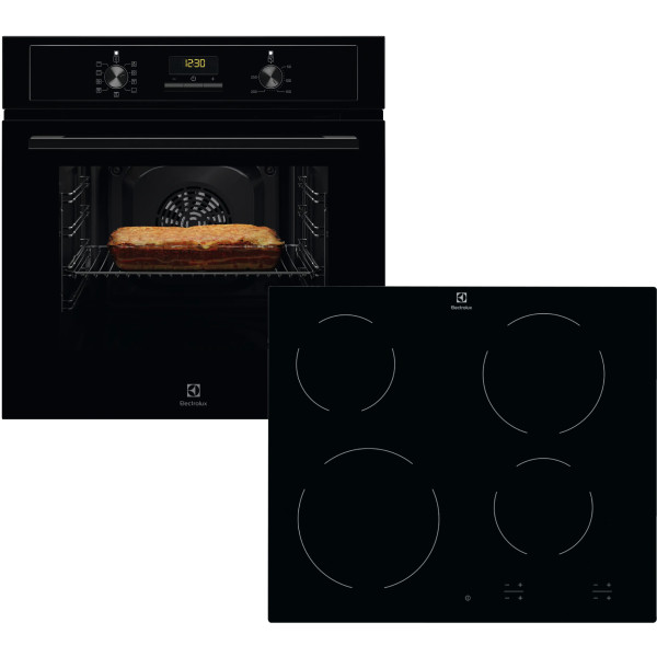 Фото - Комплект техники Electrolux Духовой шкаф + Варочная панель Electrolux EOF3H50BK + EHF6240IOK