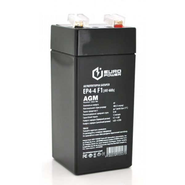 Фото - Акумулятор для ДБЖ Europower AGM 4 V 4 Ah (EP4-4F1) Фото - Акумулятор для ДБЖ Europower AGM 4 V 4 Ah (EP4-4F1)