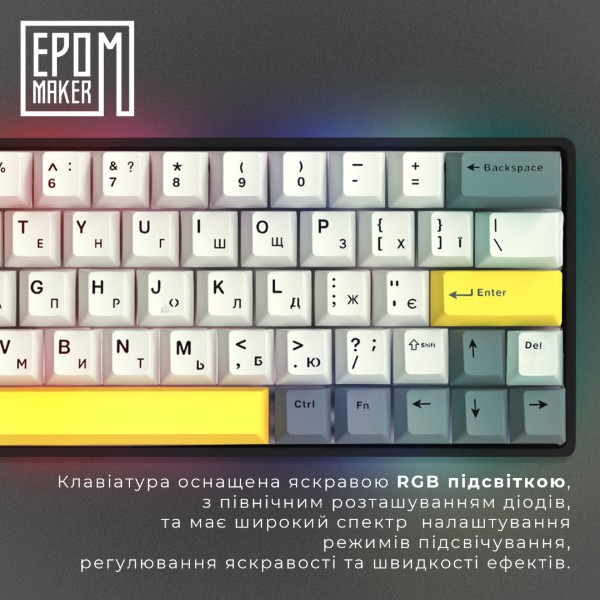 Фото - Клавіатура бездротова ігрова EPOMAKER EP64 Mulan Switch Hot-Swap RGB Black (EP64-B-M)