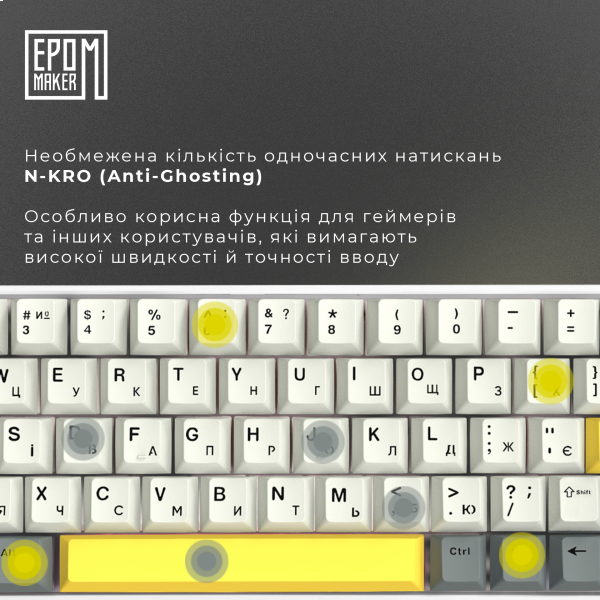 Фото - Клавіатура бездротова ігрова EPOMAKER EP64 Mulan Switch Hot-Swap RGB White (EP64-W-M)