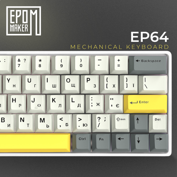 Фото - Клавіатура бездротова ігрова EPOMAKER EP64 Mulan Switch Hot-Swap RGB White (EP64-W-M)
