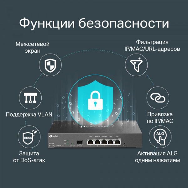 Фото - Маршрутизатор VPN TP-Link ER7206 2xGE LAN 1xGE WAN 2xGE LAN 1xSFP Omada