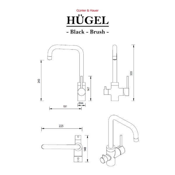 Фото - Кухонний змішувач Gunter & Hauer HUGEL Brush