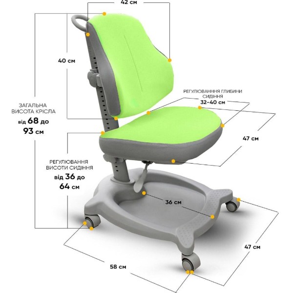 Фото - Кресло детское ErgoKids GT Y-402 ortopedic green (Y-402 KZ)