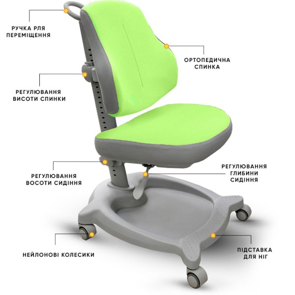 Фото - Кресло детское ErgoKids GT Y-402 ortopedic green (Y-402 KZ)