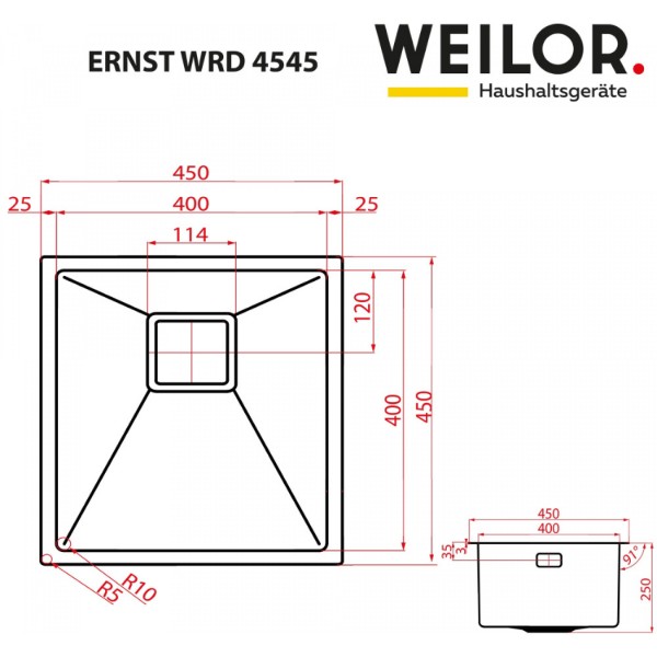Фото - Мийка кухонна Weilor Ernst WRD 4545