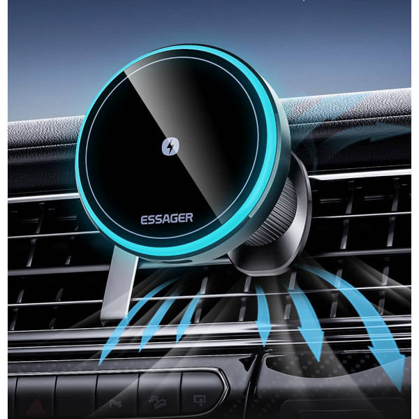 Фото - Автодержатель с беспроводной зарядкой Essager Element magnetic wireless charging car bracket outlet + paste model (EZJCX-YS01-Z)