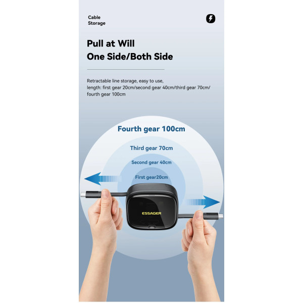 Фото - Органайзер для хранения кабелей Essager Jicheng Multifunctional Retractable Cable Organizer Box White (ECJHZ-JC02-P)