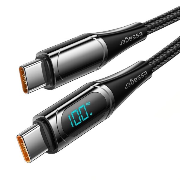 Фото - Кабель Essager LED Digital Display Fast Charging 100W USB Cable Type C to Type C  1m Black (ES-XCTT1-YD01)