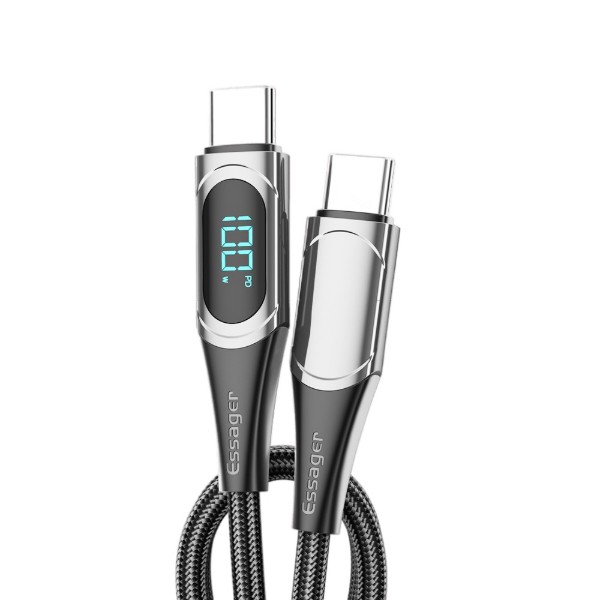 Фото - Кабель Essager LED Digital Display Fast Charging 100W USB Cable Type C to Type C  1m Black (ES-XCTT1-YD01)