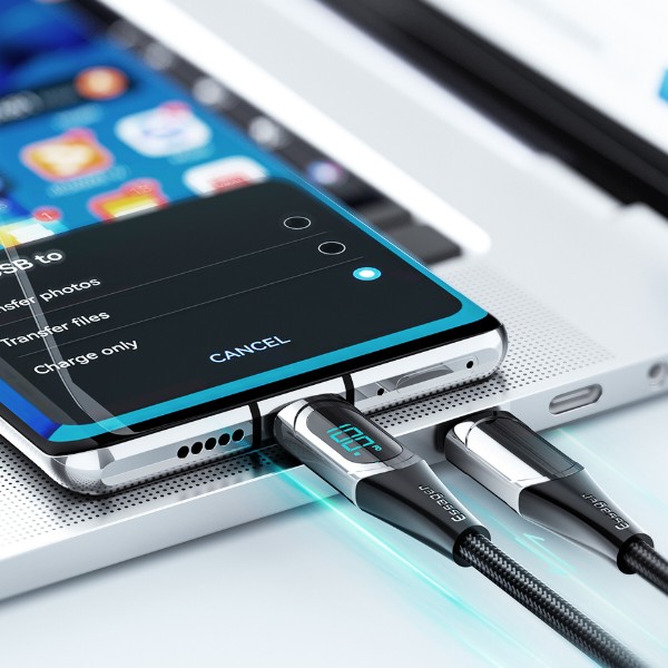 Фото - Кабель Essager LED Digital Display Fast Charging 100W USB Cable Type C to Type C  1m Black (ES-XCTT1-YD01)