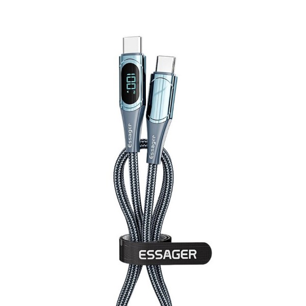 Фото - Кабель Essager LED Digital Display Fast Charging 100W USB Type С  1m Blue (ES-XCTT1-YD03)