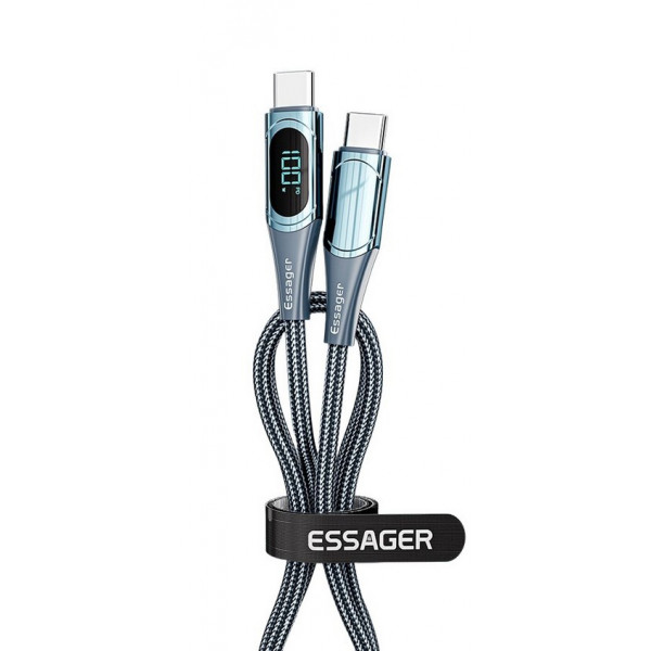 Фото - Кабель синхронізації даних Essager Digital Display Fast Charging 100W USB Type C  2m Blue (ES-XCTT1-YDA03)