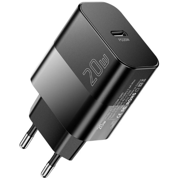 Фото - Мережевий зарядний пристрій Essager 20W QC PD USB-C + C-C 60W USB CABLE Black (E20JSB1-SYTT1-T)