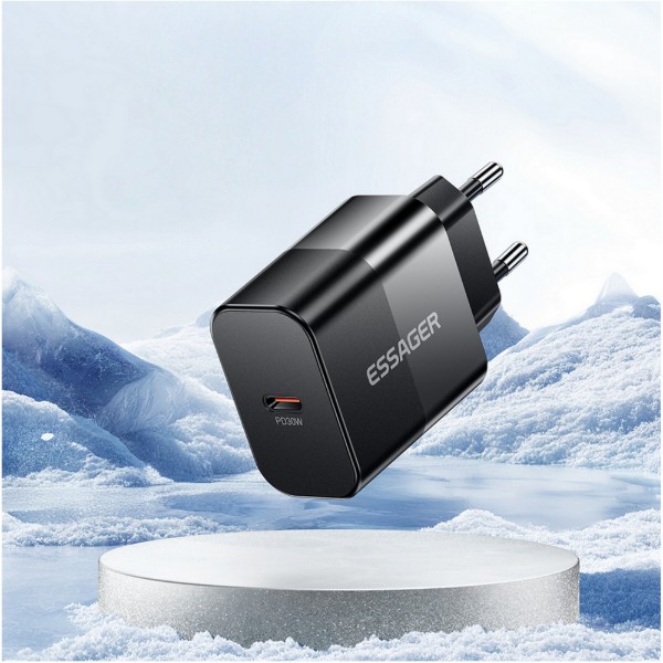 Фото - Сетевое зарядное устройство Essager 30w EU Single type-c QC PD + 60w c-c cable Black (E30JSB1-SYTT1-T)