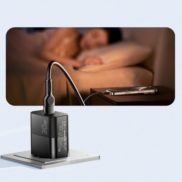 Фото - Сетевое зарядное устройство Essager 30w EU Single type-c QC PD + 60w c-c cable Black (E30JSB1-SYTT1-T)