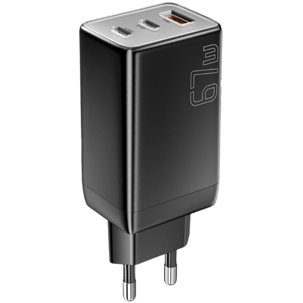 Фото - Мережевий зарядний пристрій Essager Ranges 67W GaN charger 2C+1A QC4.0 FCP PD Black(ECT67W-LJB01-Z)