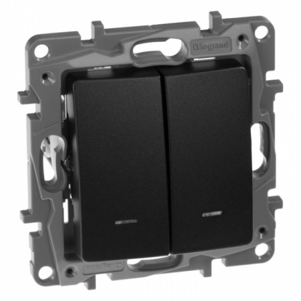 Фото - Бездротовий вимикач Legrand Etika 2-клавішний з підсвіткою Антрацит (672604) Фото - Бездротовий вимикач Legrand Etika 2-клавішний з підсвіткою Антрацит (672604)