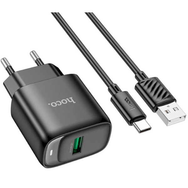 Фото - Мережевий зарядний пристрій HOCO C140A QC3.0 charger set(Type-C)(EU) Black (6942007627825) Фото - Мережевий зарядний пристрій HOCO C140A QC3.0 charger set(Type-C)(EU) Black (6942007627825)
