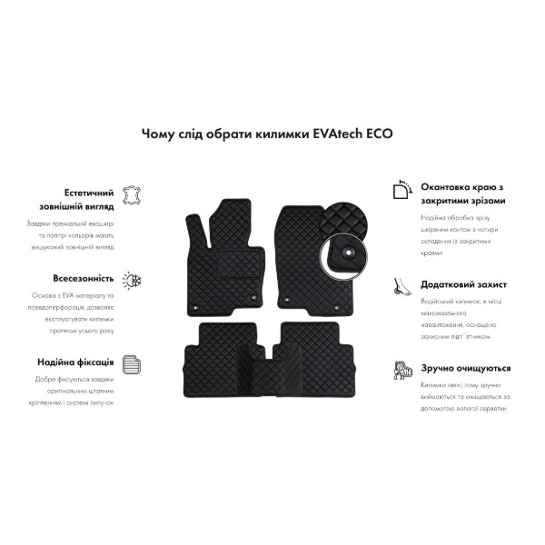 Фото - Коврик из экокожи в багажник авто EVAtech ECO для Octavia A5 (AT, 8 clips) Skoda 2004-2013 2 поколение Combi EU (SK12151B1BBB)