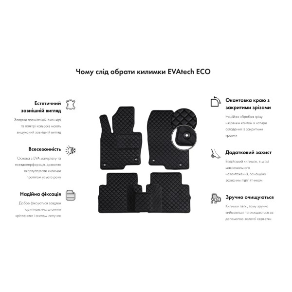 Фото - Коврики из экокожи в салон авто передние EVAtech для Lancer (9) Mitsubishi 2000-2009 9 поколение Sedan EU MT32725A2LA1BBB