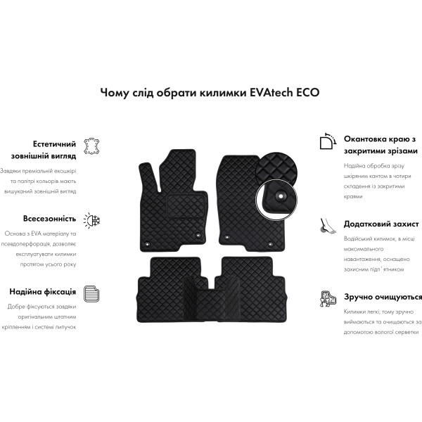 Фото - Килимки з екошкіри в салон авто передні EVAtech ECO для E-Class (W212) Mercedes-Benz 2009-2016 4 покоління Sedan EU (MB3160AB2MS2BBB)