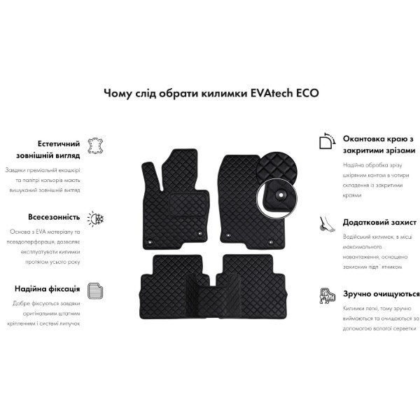Фото - Коврики из экокожи в салон авто EVAtech ECO для Fusion Ford 2002-2012 1 поколение Htb EU FD31126CV5BBB