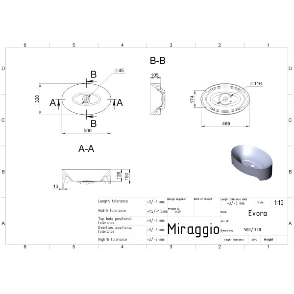 Фото - Раковина для ванної Miraggio EVORA MATT