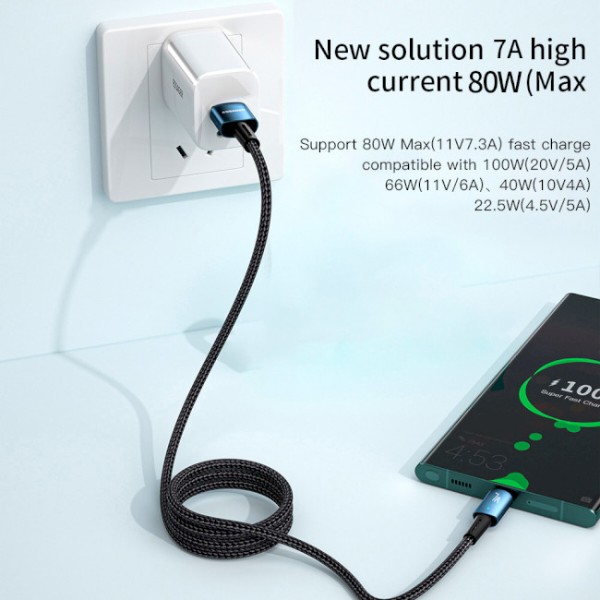 Фото - Кабель Essager Sunset Type-C 7A USB charging and data  Fully compatible cable 2m Black (EXC7A-CGA01-P)