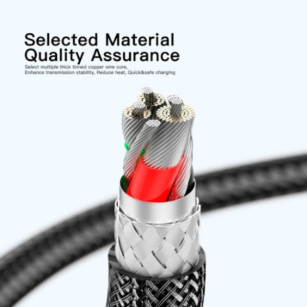 Фото - Кабель Essager Interstellar Transparent Design USB Charging Cable USB A to Type C 7A 1m Black (EXCT-XJ01-P)