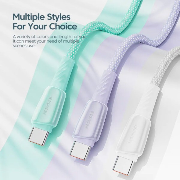 Фото - Кабель Essager Rainbow USB A to Type-C 100W Fast Charging USB Cable 3m White (EXCT1-CHC02)