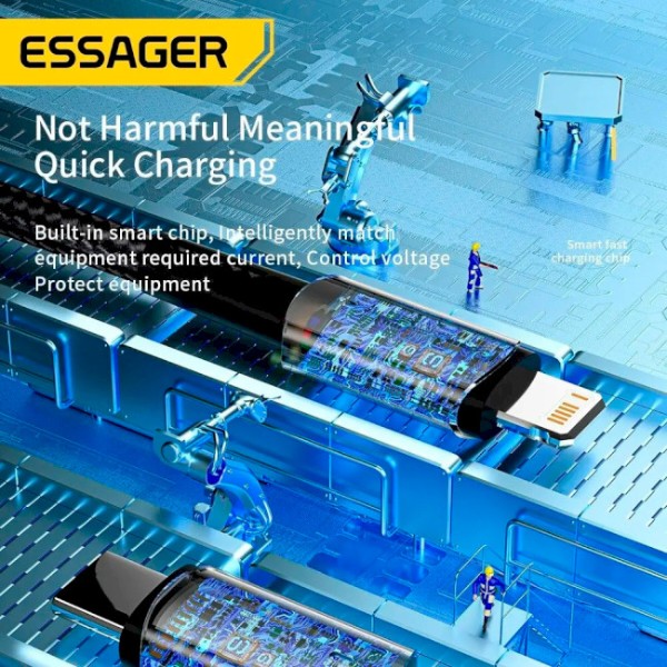 Фото - Кабель Essager Sunset Type-C to Lightning 20W USB Charging Cable 2m Black (EXCTL-CGA01)