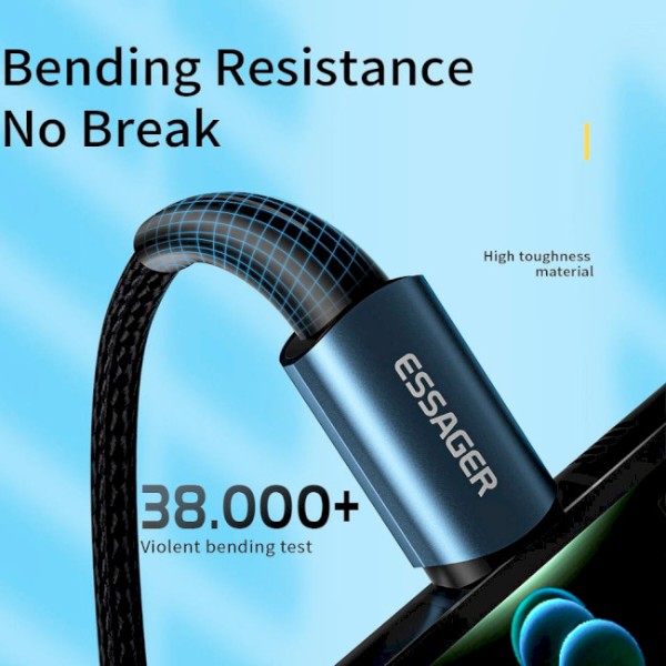Фото - Кабель Essager Sunset 100W USB charging&amp;data cable Type-C to Type-C 2m Black (EXCTT1-CGA01)