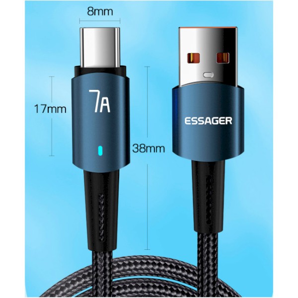 Фото - Кабель Essager Sunset Type-C 7A USB charging and data  Fully compatible cable 2m Black (EXC7A-CGA01-P)