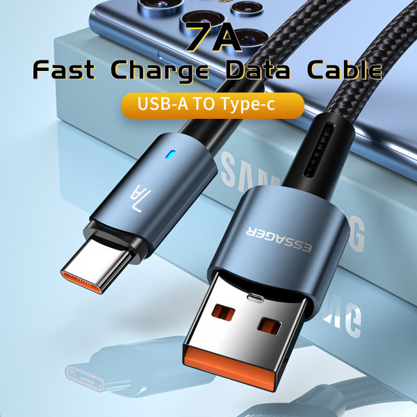 Фото - Кабель синхронізації даних Essager Type-C 7A USB 1m Blue (EXC7A-CG03-P)