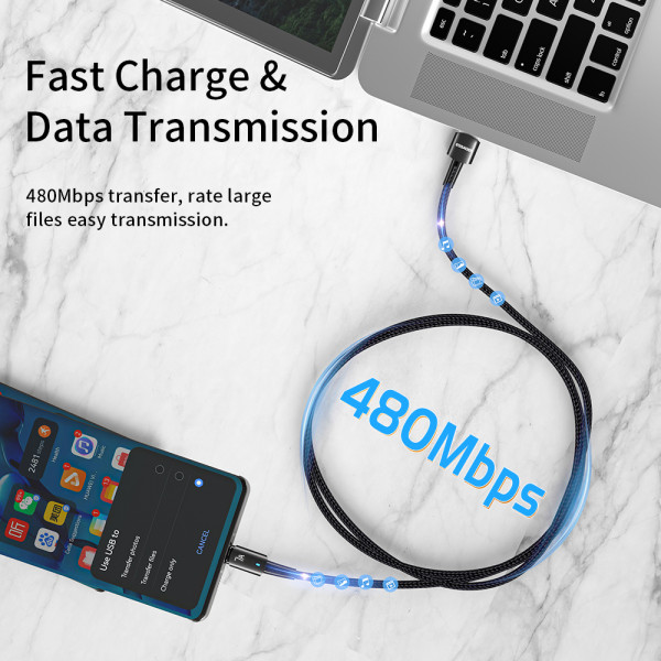 Фото - Кабель синхронізації даних Essager Type-C 7A USB 1m Blue (EXC7A-CG03-P)